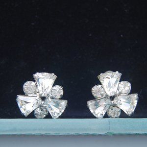 Vintage 1920's Clip-On Rhinestone Earrings